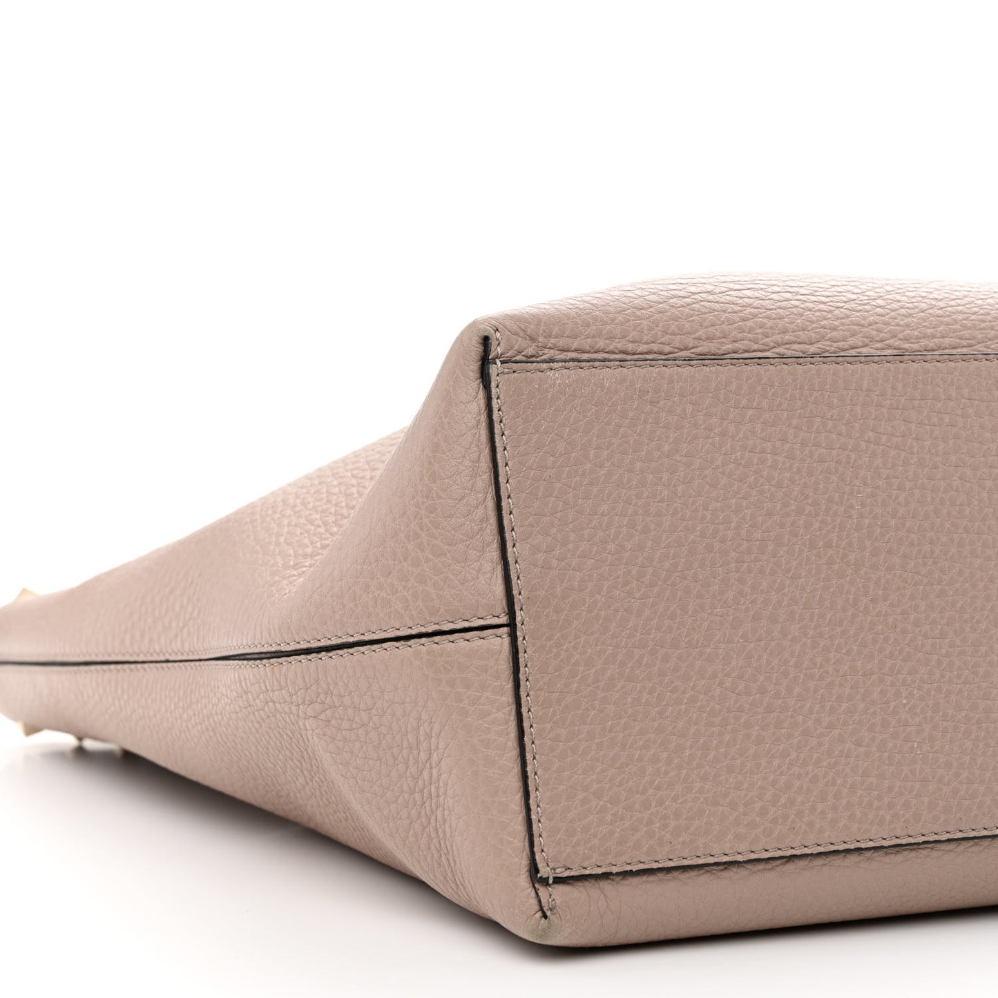 Grained Calfskin Rockstud Shoulder Tote Poudre