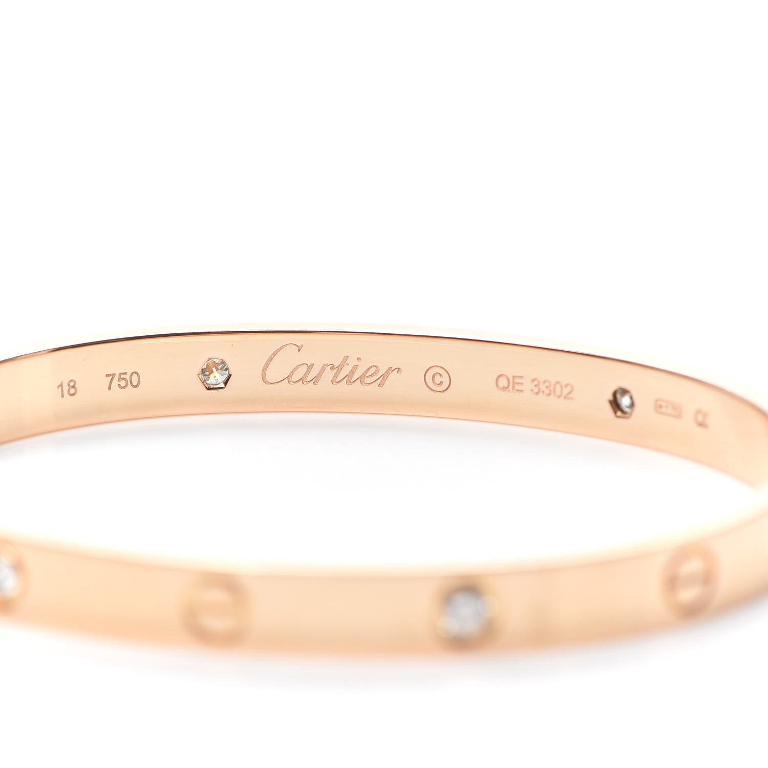 Cartier 18K Pink Gold 4 Diamond LOVE Bracelet 18 5 of 8