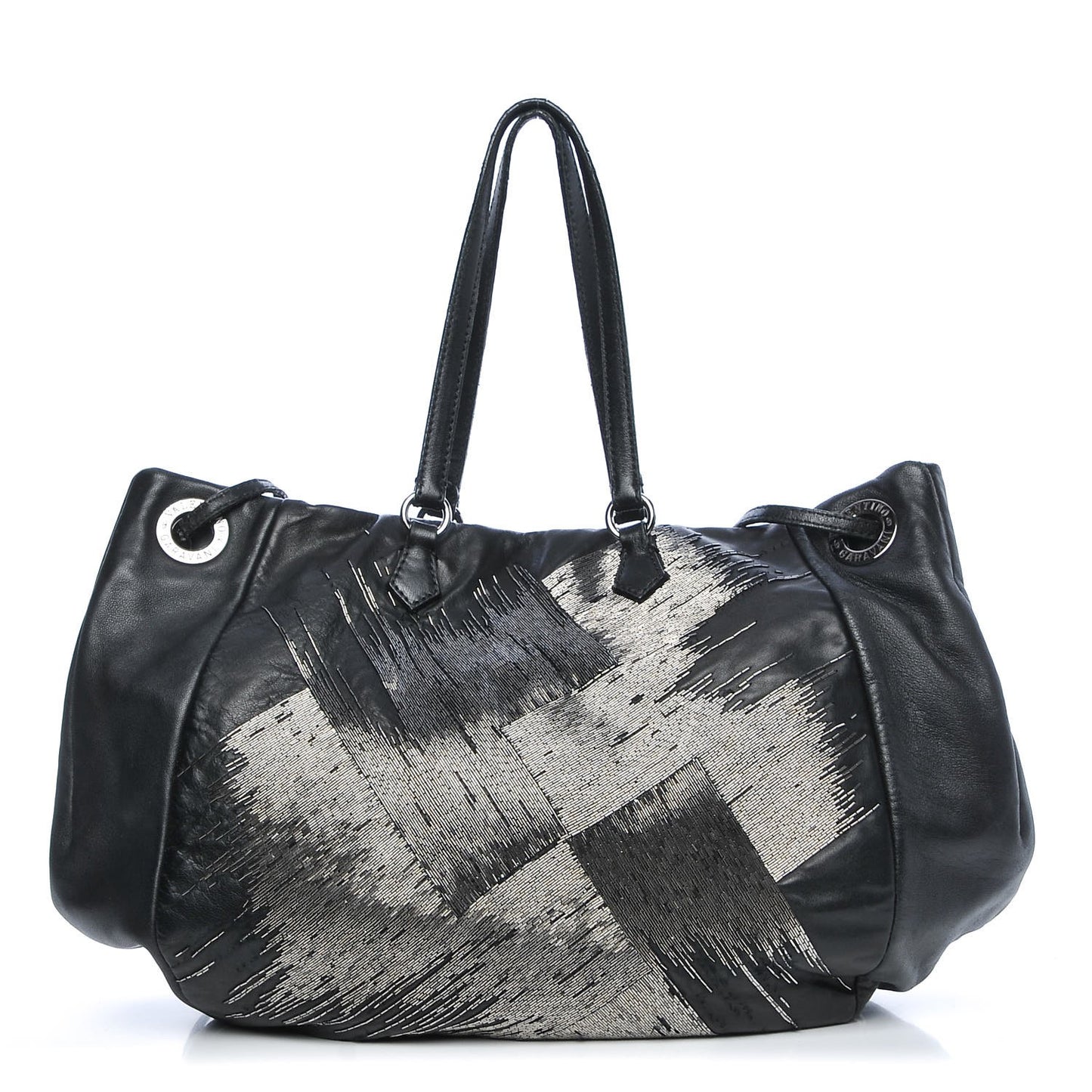 Nappa Beaded Glam Tote Black