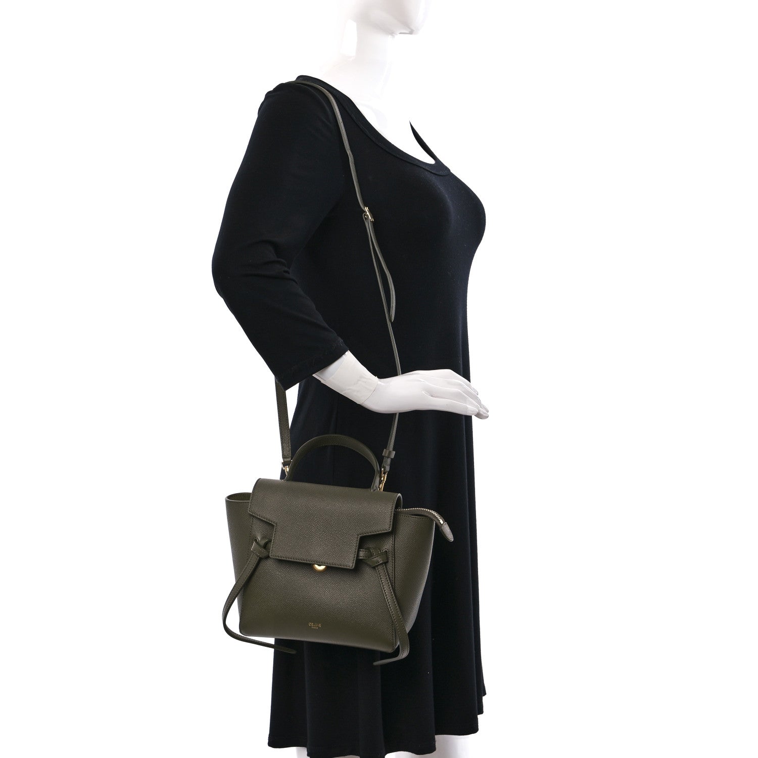 Celine Grained Calfskin Nano Belt Bag Army Green 2 of 9