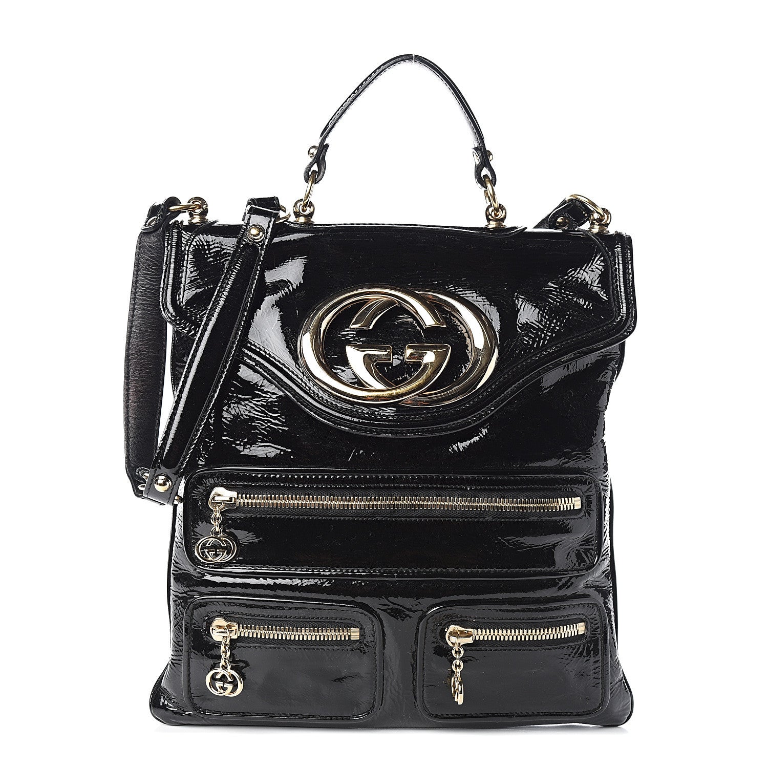 Gucci Patent Britt Messenger Bag Black 1 of 10