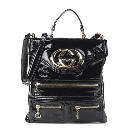 Gucci Patent Britt Messenger Bag Black 1 of 10
