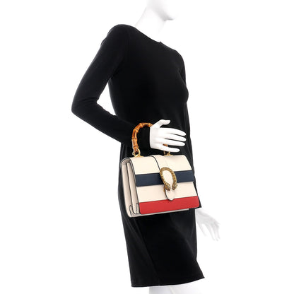 Gucci Calfskin Bamboo Web Medium Dionysus Top Handle Bag White Blue Hibiscus Red 3 of 9