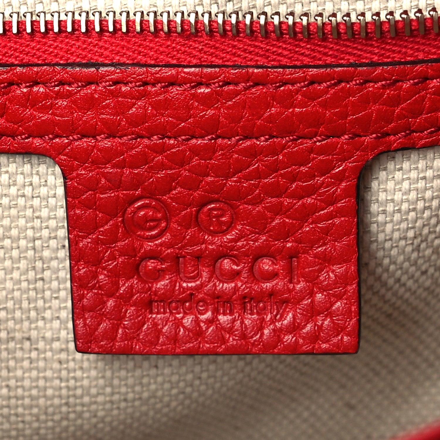 Gucci Pebbled Calfskin Medium Soho Flap Crossbody Vibrant Red 5 of 9