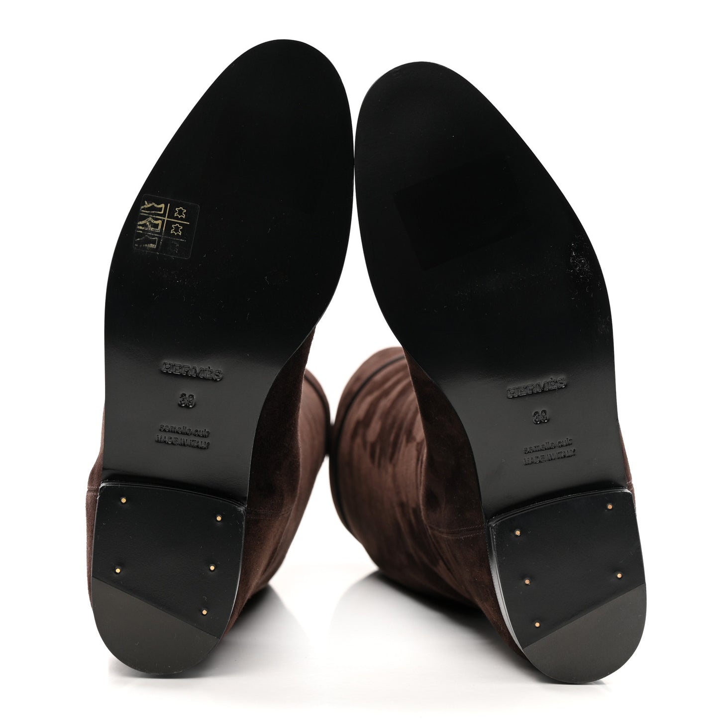 Supple Suede Goatskin Kelly Jumping Boots 39 Marron Ebene