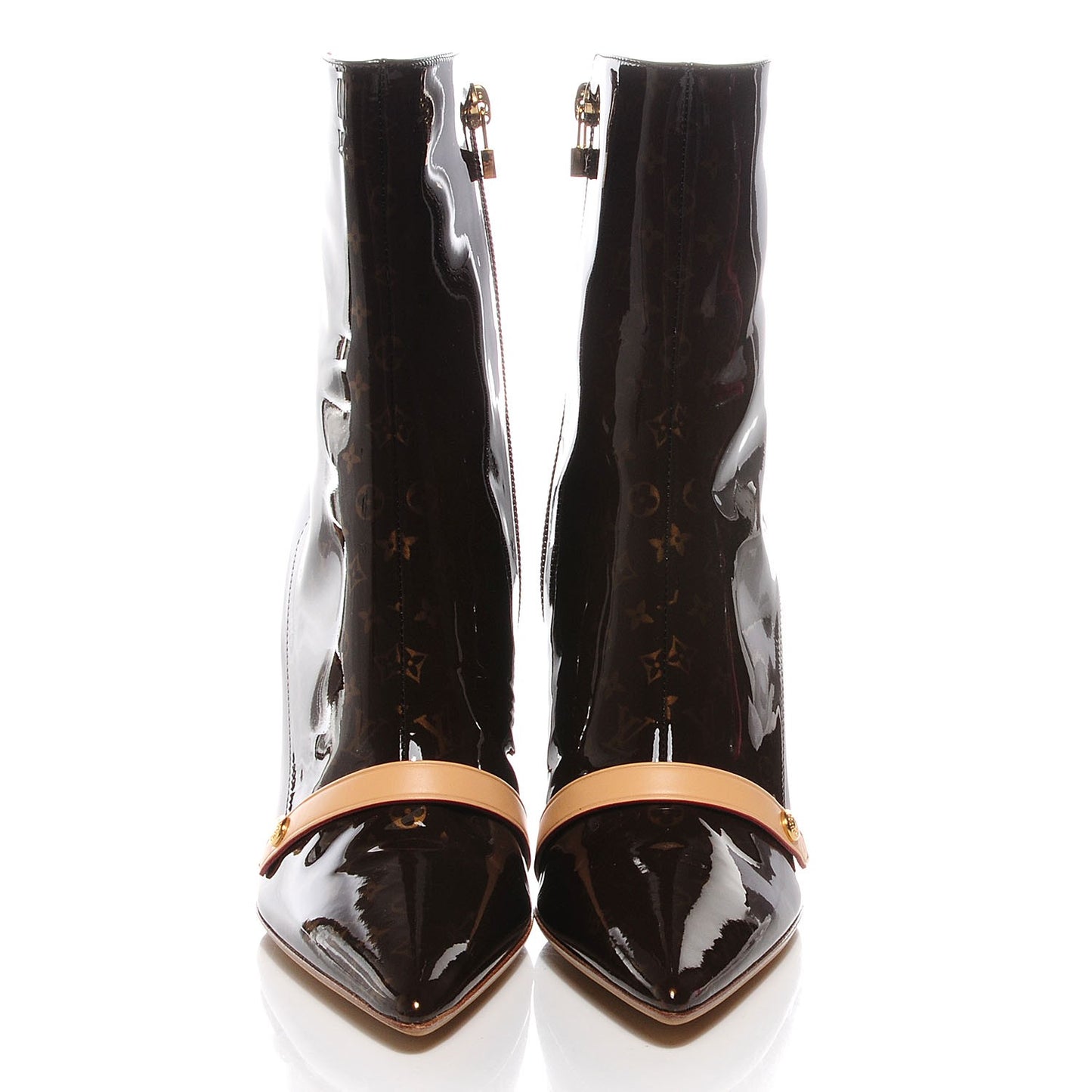 Monogram Patent Gina Ankle Boots 37