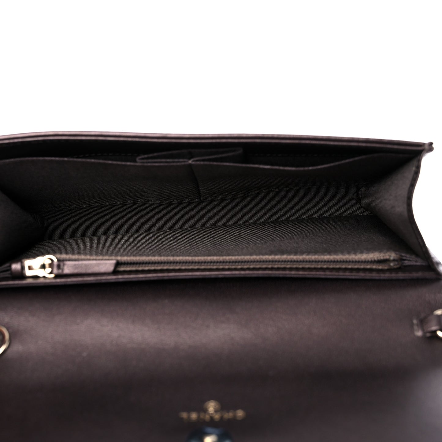 Lambskin Studded Wallet on Removable Chain Bronze