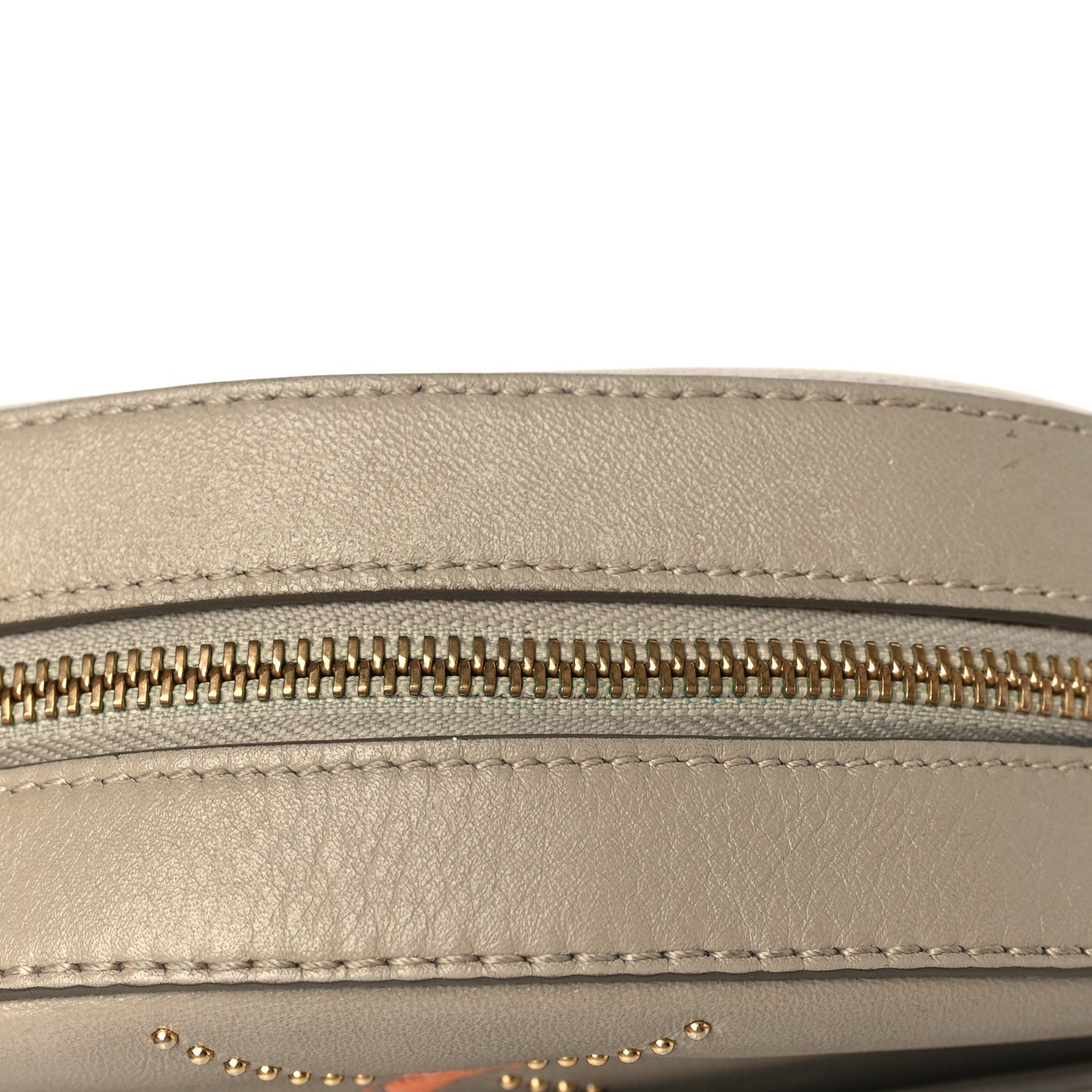 Smooth Calfskin Little Horses Embroidered Shoulder Bag Pastel Grey