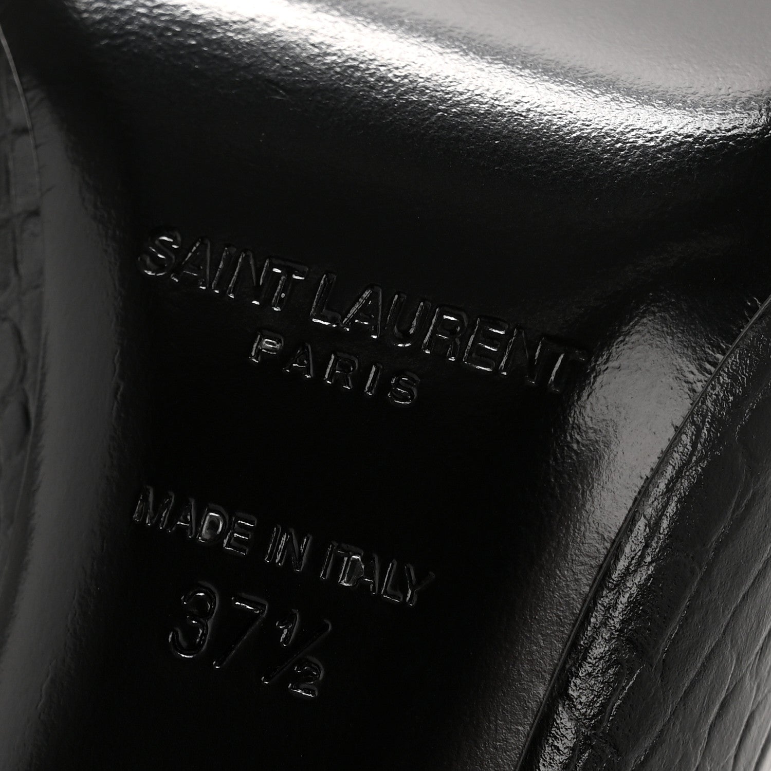 Saint Laurent Calfskin Crocodile Embossed Opyum Pumps 37.5 Black 7 of 10
