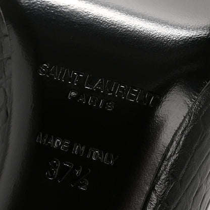 Saint Laurent Calfskin Crocodile Embossed Opyum Pumps 37.5 Black 7 of 10