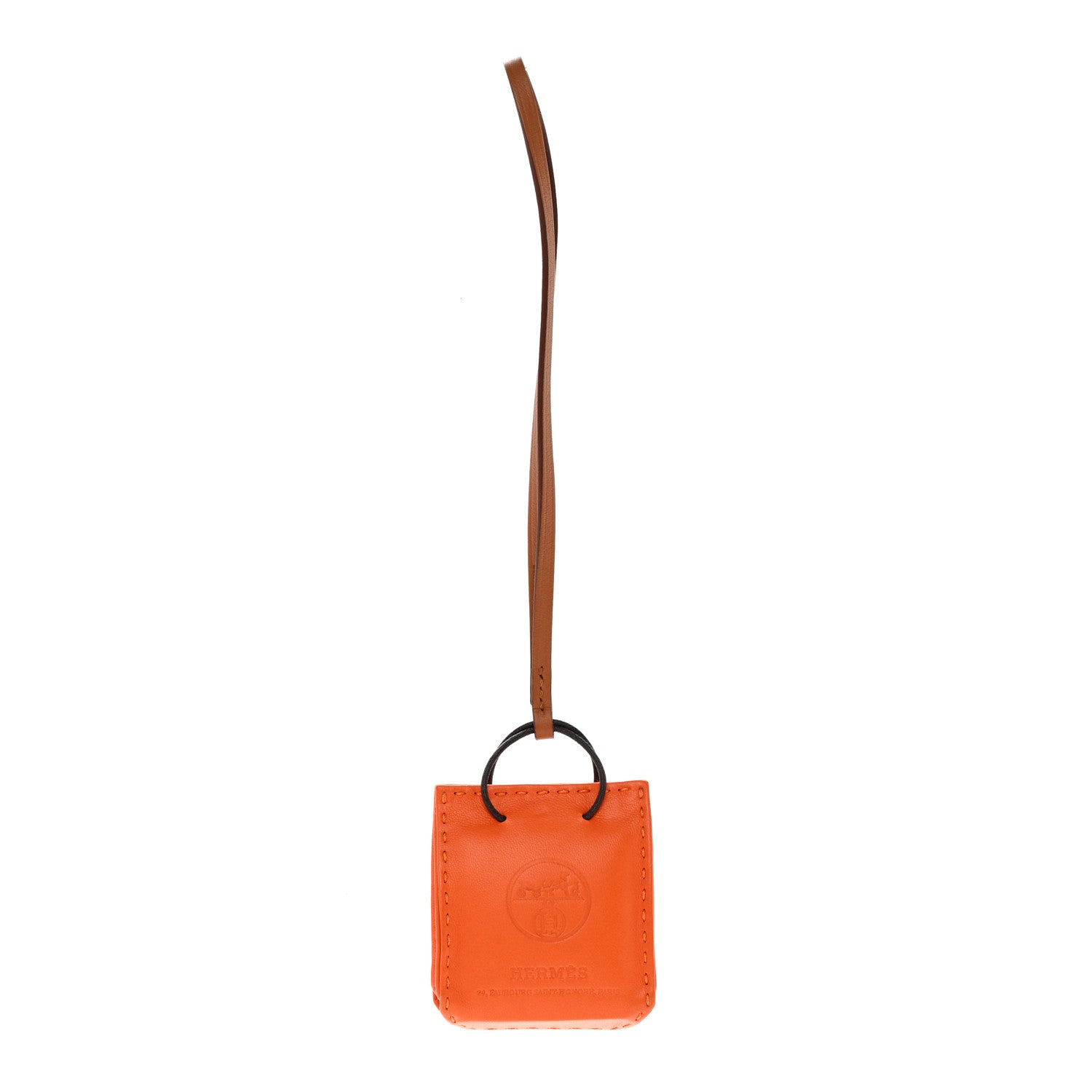 Hermes Milo Lambskin Swift Shopping Bag Charm Feu Gold 1 of 7