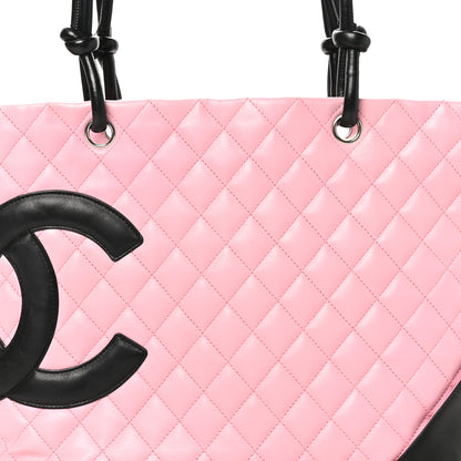 Chanel Calfskin Quilted Large Cambon Tote Pink Black 8 of 10