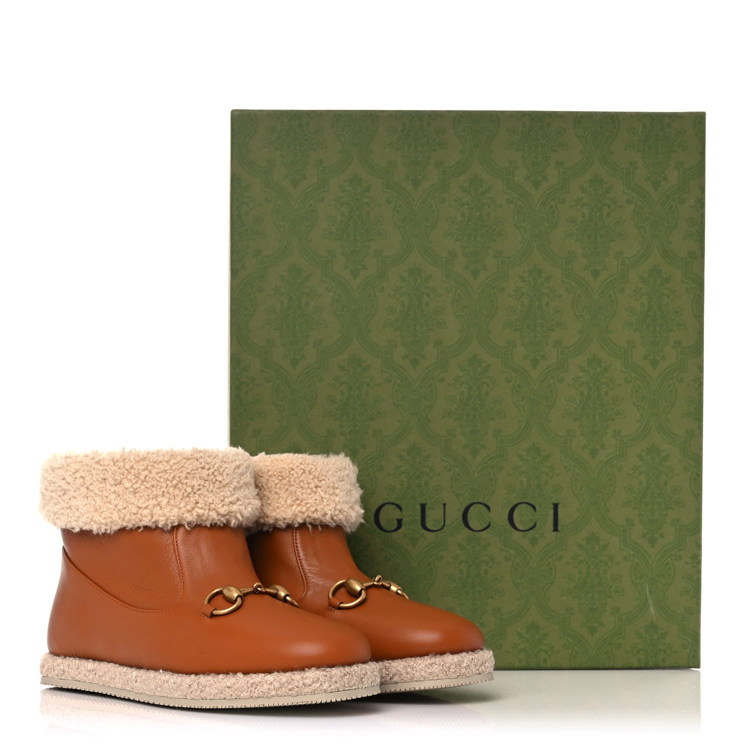 Gucci Calfskin Wool Womens Fria Horsebit Ankle Boots 36 New Caramel Butterscotch 9 of 9