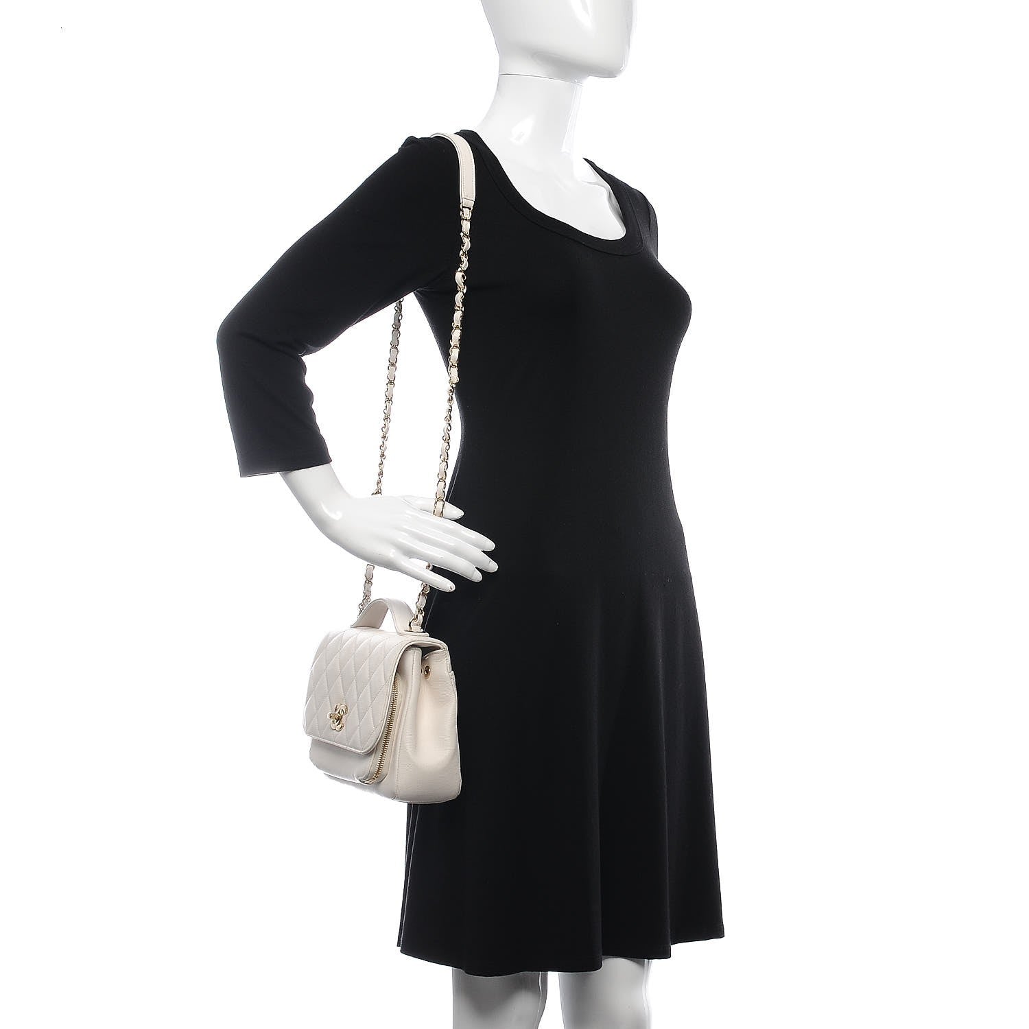 Chanel Caviar Quilted Medium Business Affinity Flap White 2 of 8