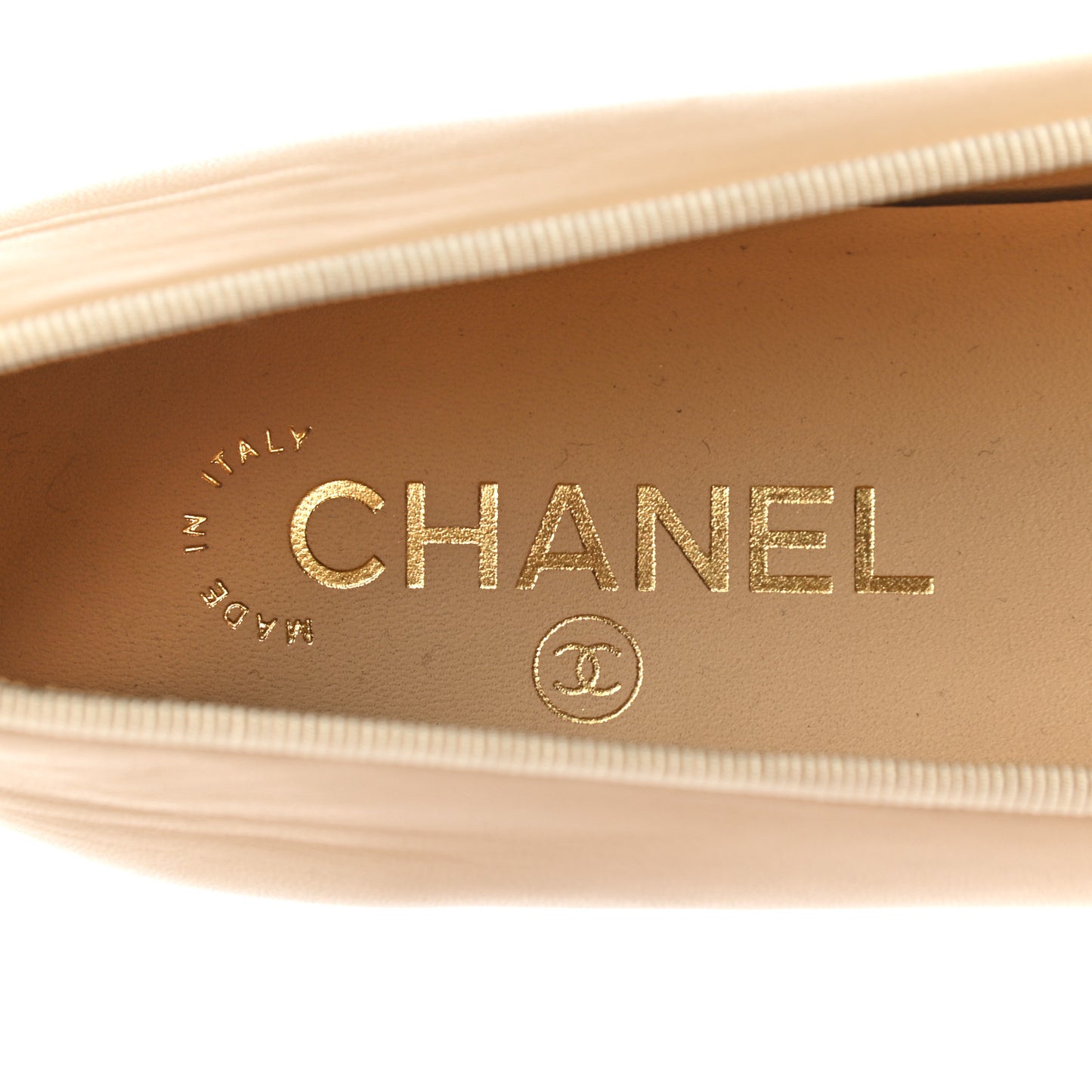 Lambskin Cap Toe Ballerina Flats 39.5 Beige Black