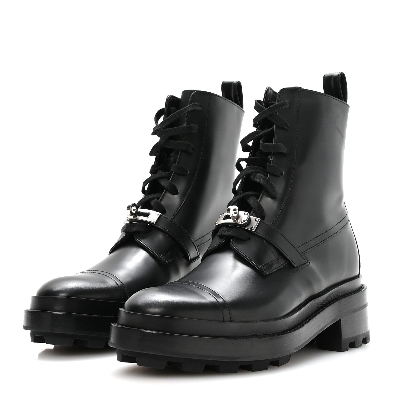 Hermes Glossed Calfskin Funk Ankle Boots 38.5 Black 4 of 9