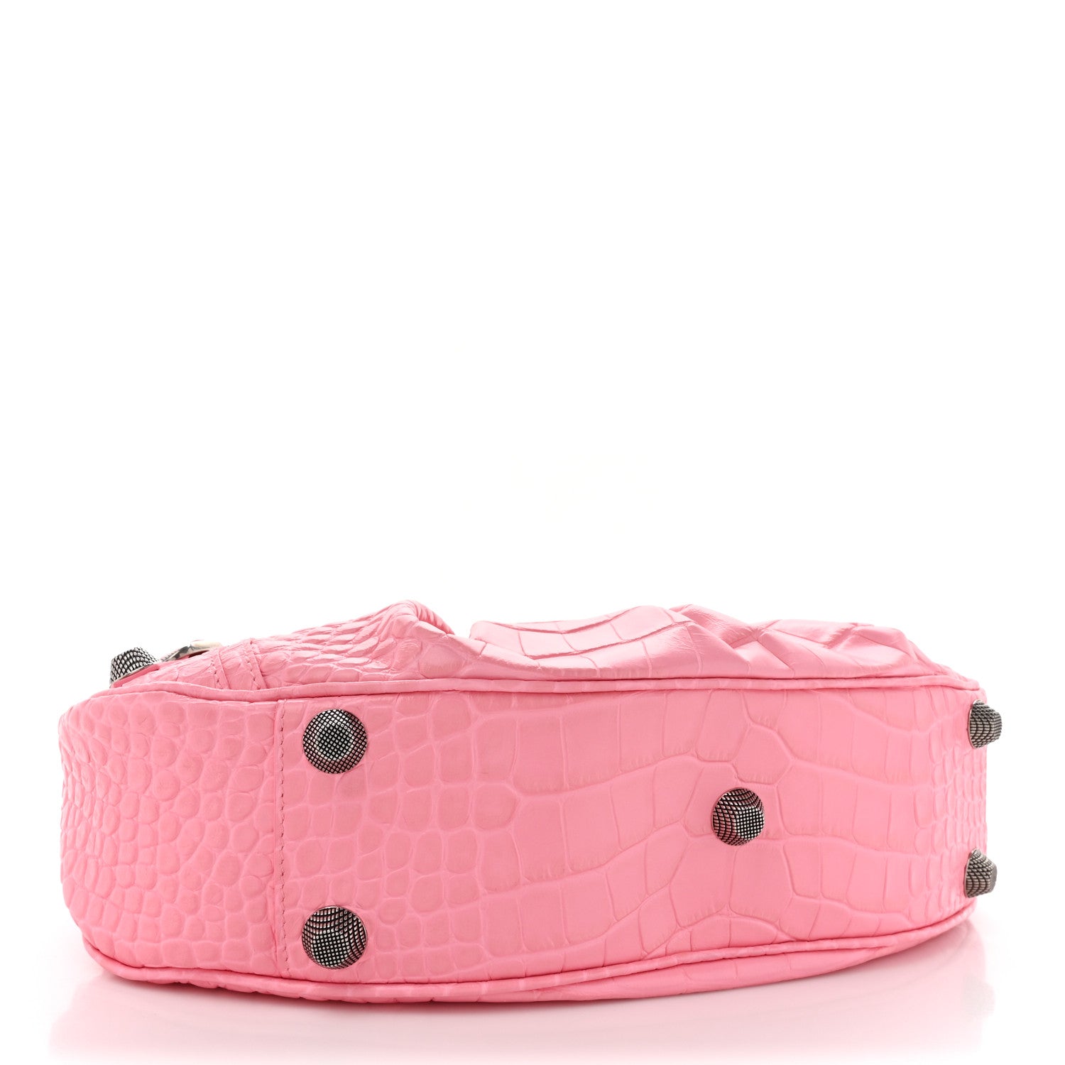 Balenciaga Extra Supple Calfskin Crocodile Embossed Small Le Cagole Shoulder Bag Sweet Pink 4 of 10