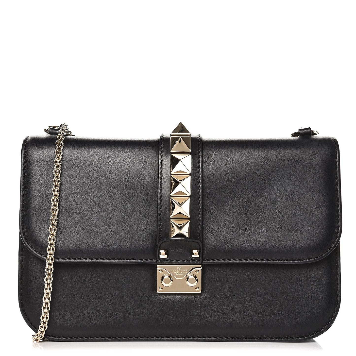 Vitello Medium Glam Lock Rockstud Flap Black