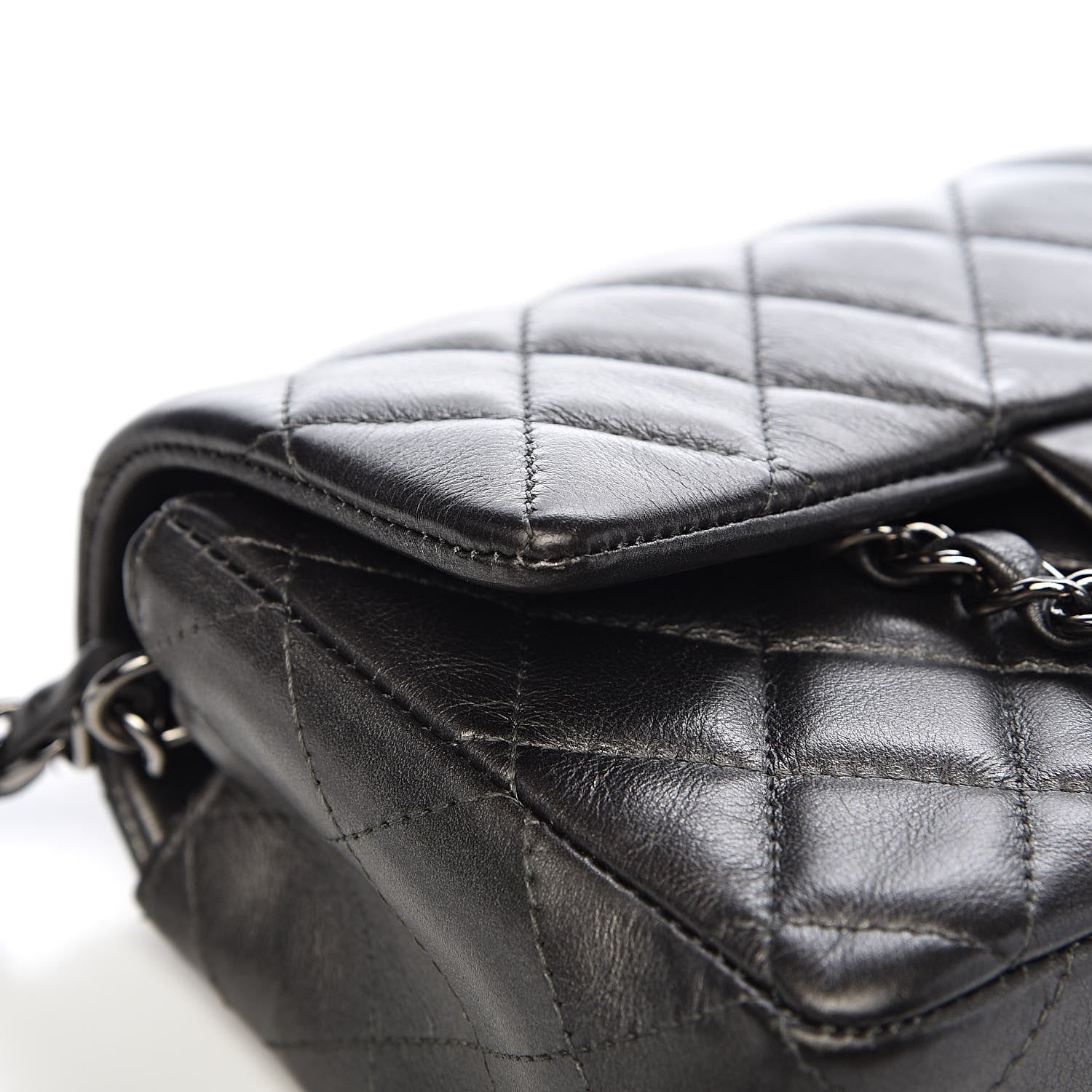 Chanel Metallic Calfskin Quilted Mini Rectangular Flap Charcoal Grey 8 of 13