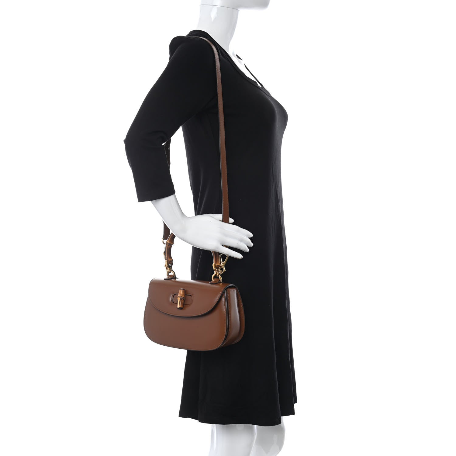 Gucci Boarded Dyana Lux Calfskin Small Bamboo 1947 Top Handle Bag Brown 2 of 11