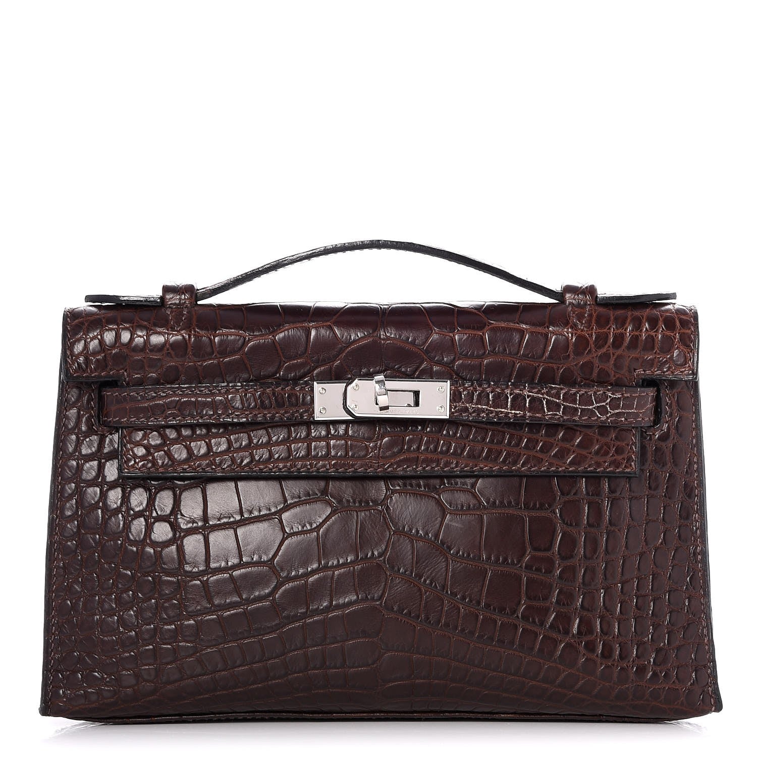 Hermes Matte Niloticus Crocodile Kelly Pochette Havane 1 of 23