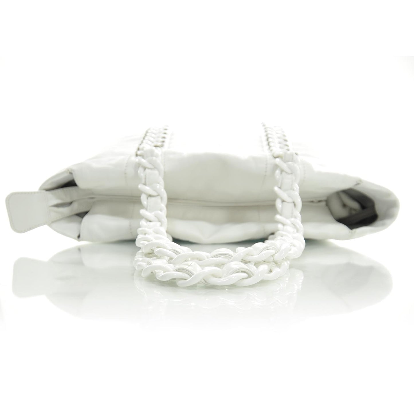 Leather Modern Chain Tote White