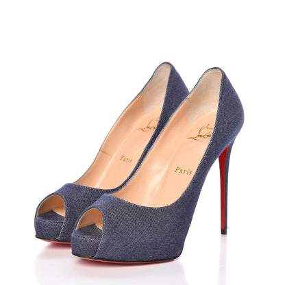 Christian Louboutin Denim New Very Prive 120 Pumps 37 Blue 3 of 8