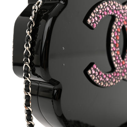 Chanel Plexiglass Strass Camellia Minaudiere Clutch Pink Black Multicolor 11 of 11