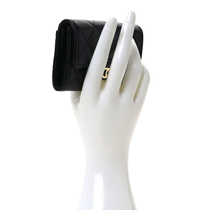 Chanel Lambskin Quilted Flap Card Holder Wallet Black 2 of 8