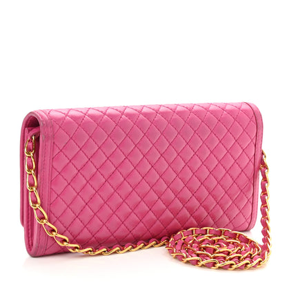 Prada Soft Calfskin Quilted Chain Wallet Fuxia 3 of 10