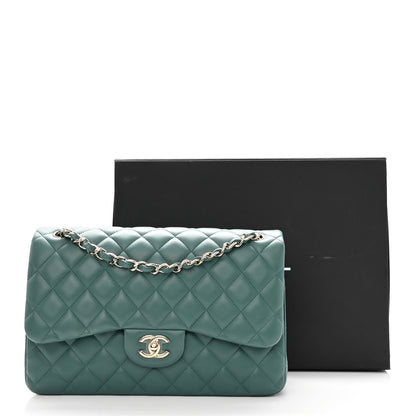 Chanel Lambskin Quilted Jumbo Double Flap Green 11 of 11