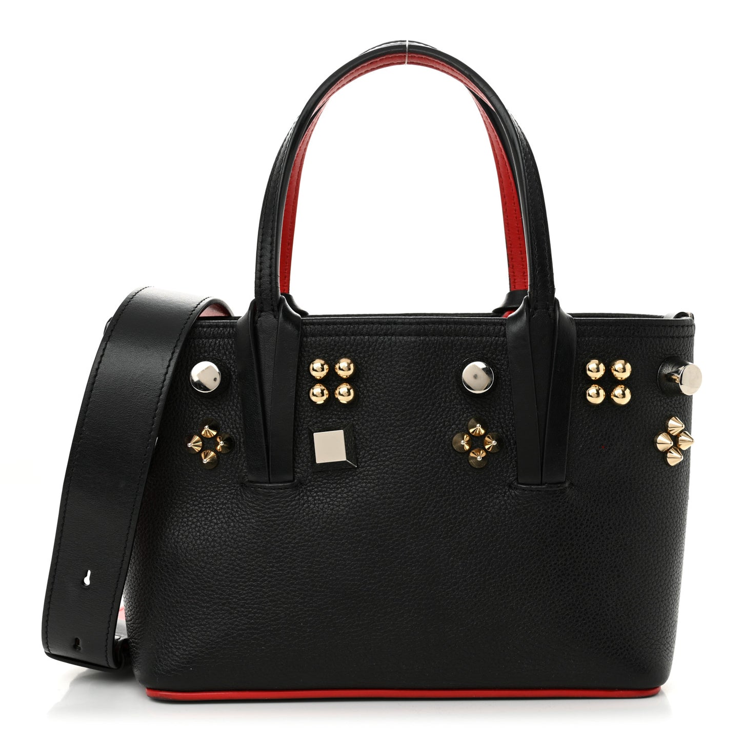 Calfskin Empire Spike Studded Mini East West Cabata Black