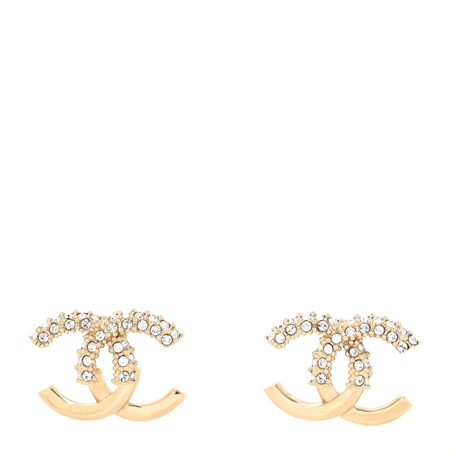Metal Crystal Bead CC Earrings Gold