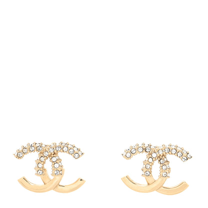 Chanel Metal Crystal Bead CC Earrings Gold 1 of 4