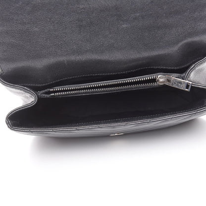 Saint Laurent Sheepskin Matelasse Chevron Monogram Medium College Bag Black 6 of 11