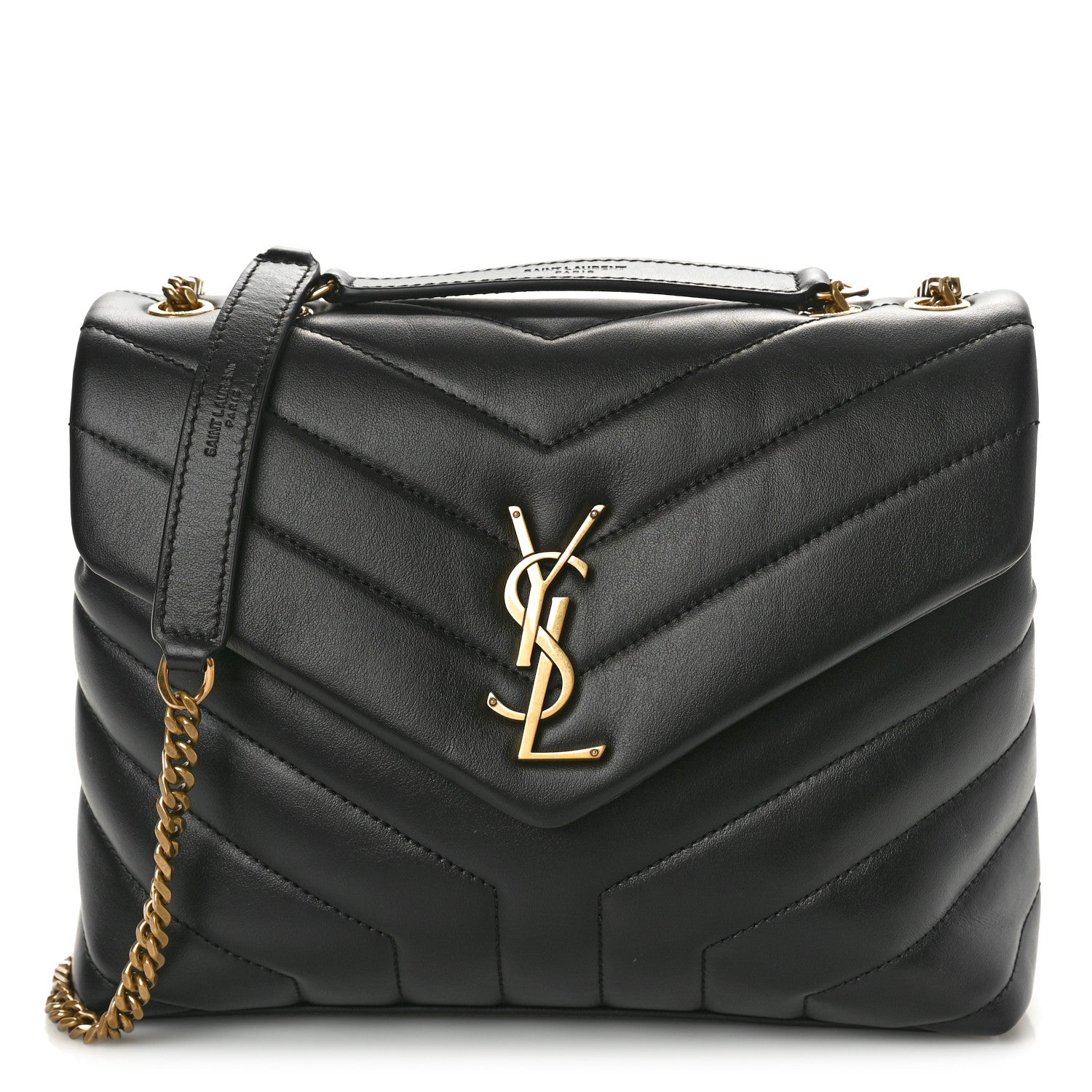 Saint Laurent Calfskin Y Quilted Monogram Small Loulou Chain Satchel Black 1 of 10
