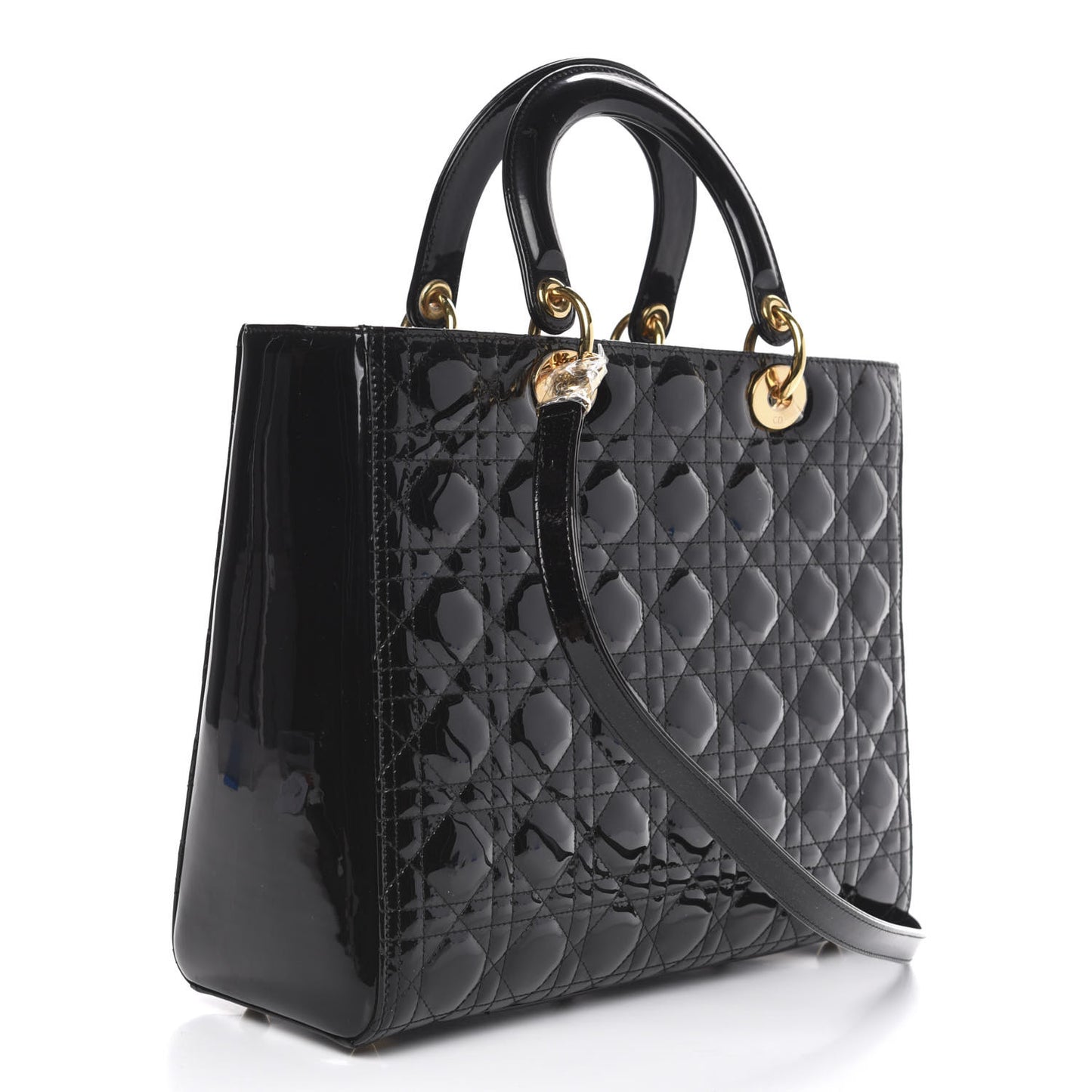Patent Cannage Large Lady Dior Black