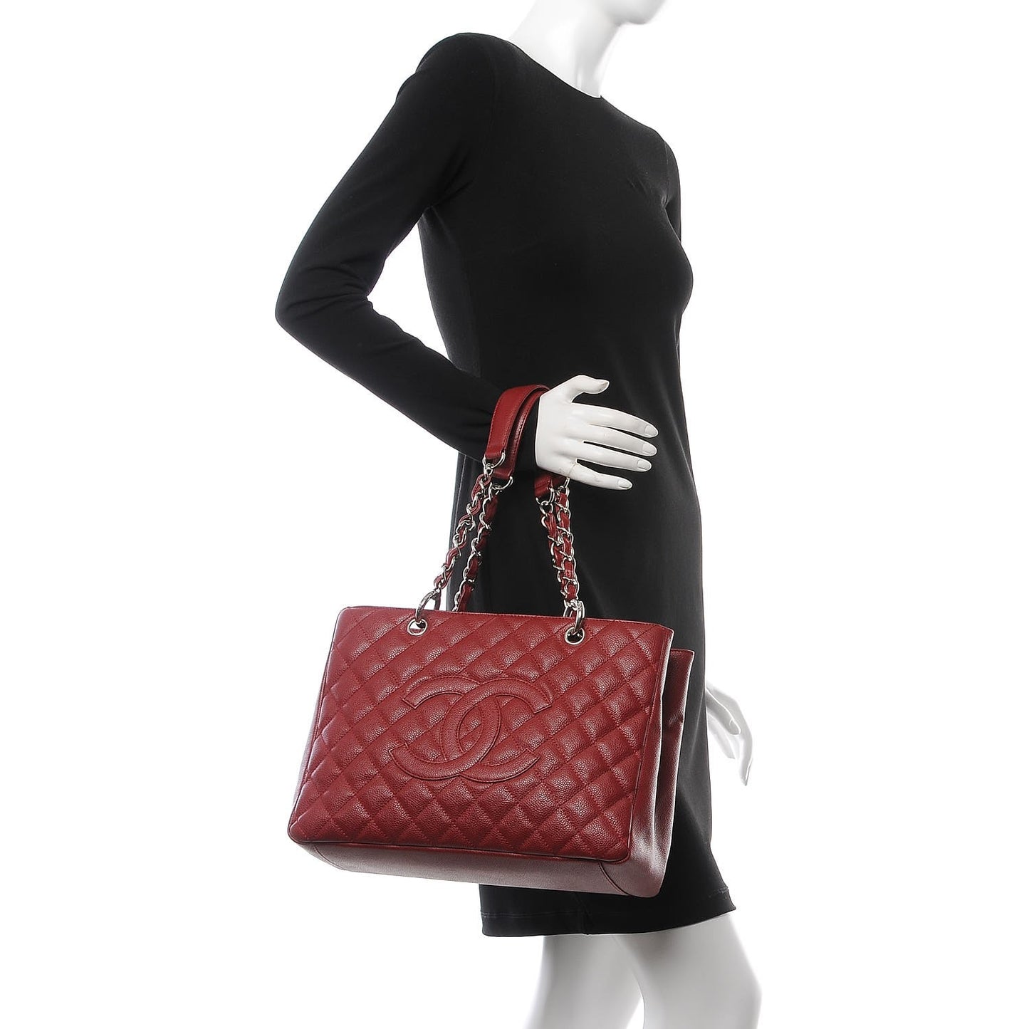 Caviar Quilted Grand Shopping Tote GST Red