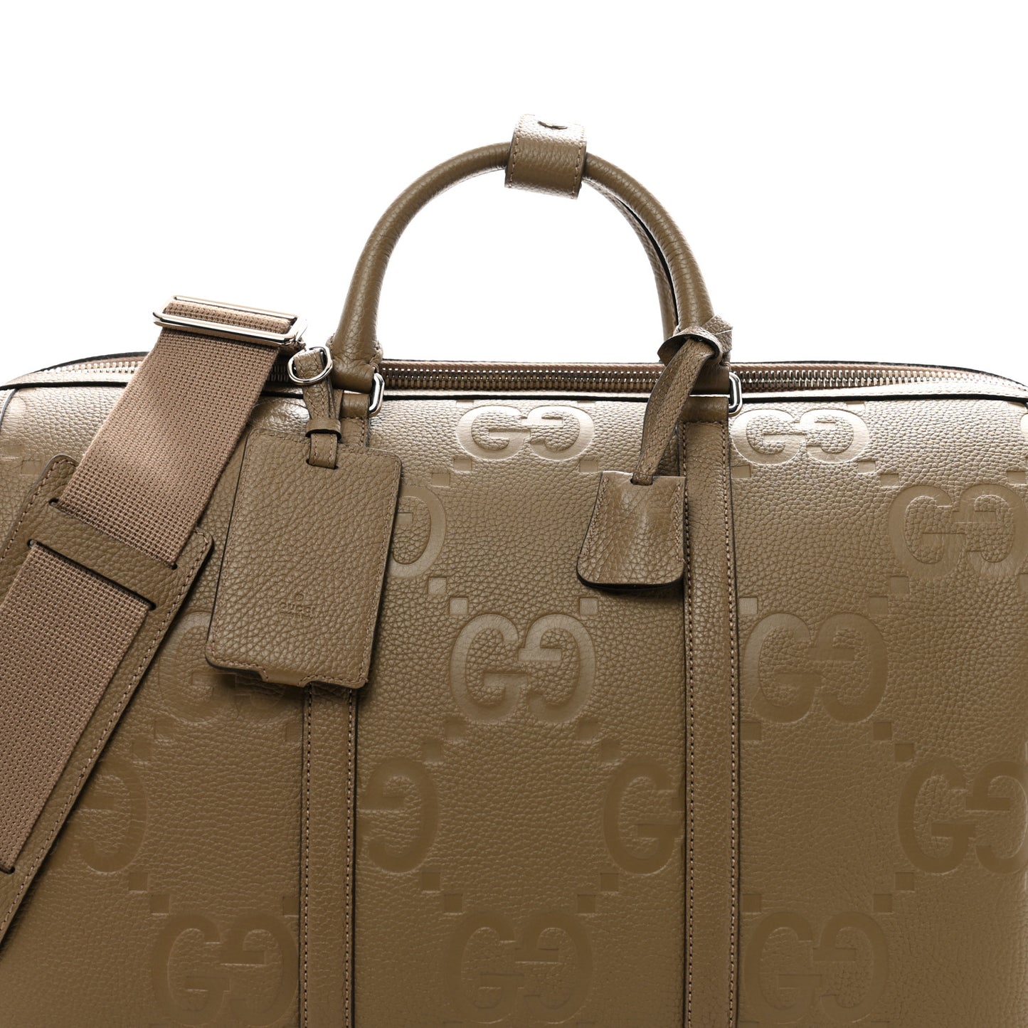 Piuma Calfskin Jumbo GG Embossed Large Duffle Bag Good Taupe