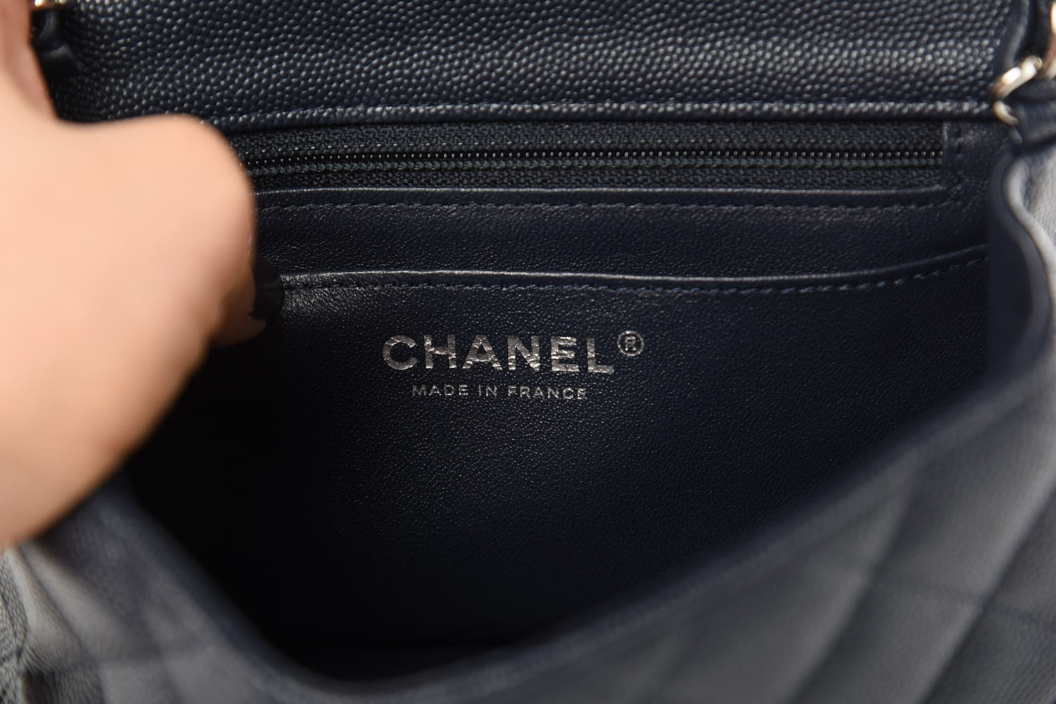 Chanel Caviar Quilted Mini Square Flap Navy 7 of 10