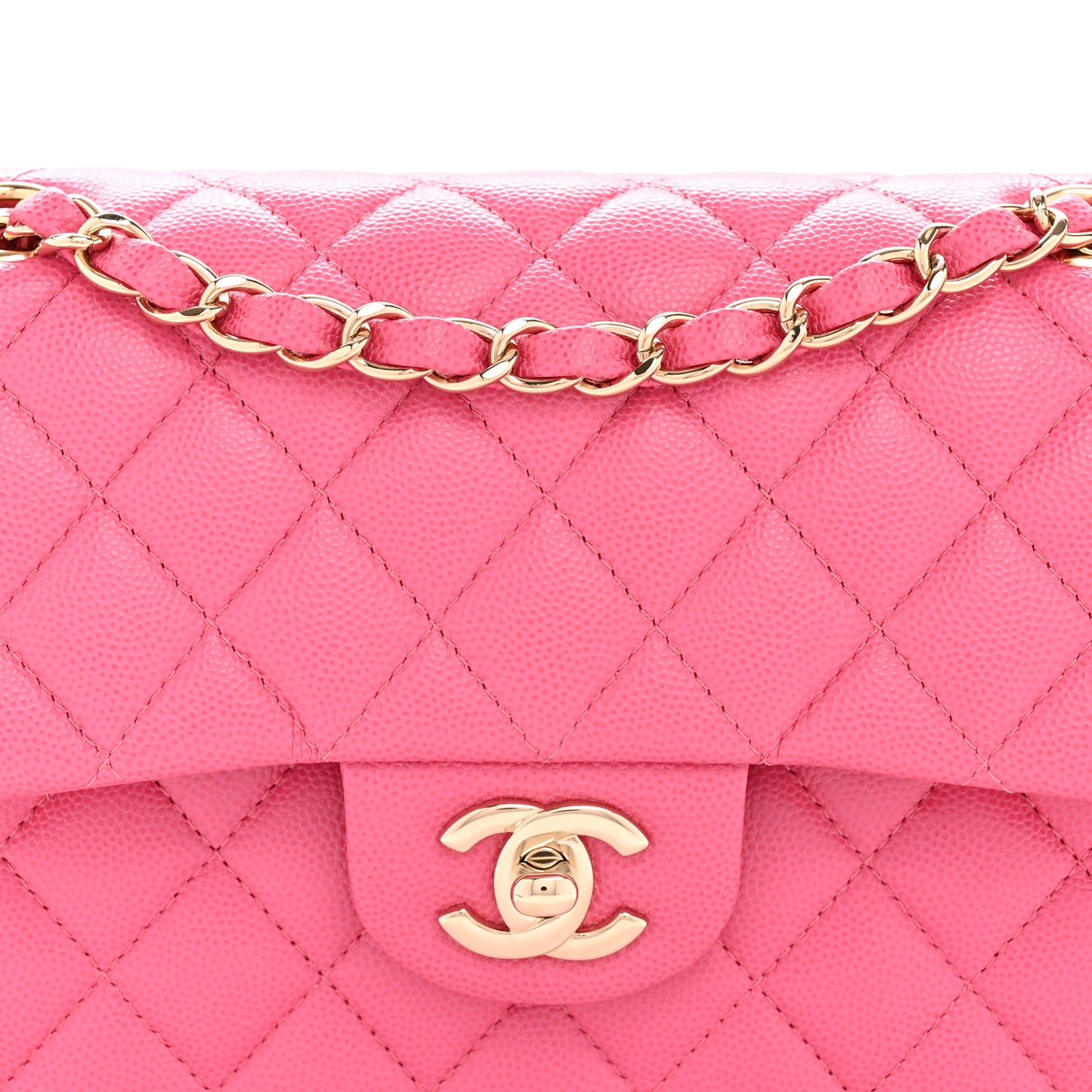 Caviar Quilted Small Double Flap Pink