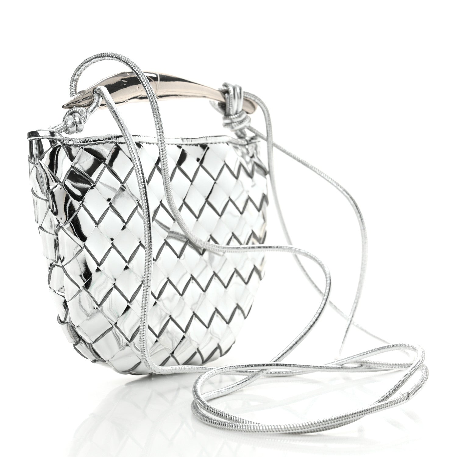 Bottega Veneta Mirror Laminated Nappa Intrecciato Mini Sardine Bag Silver 3 of 10