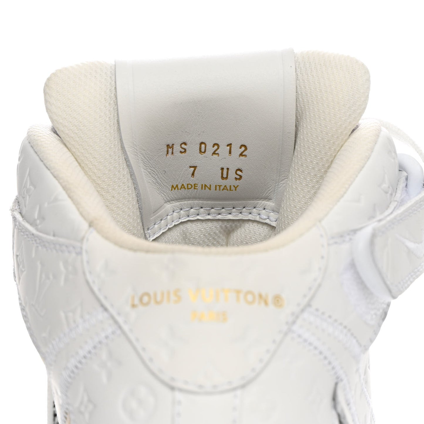 X NIKE AIR FORCE 1 Calfskin Monogram Mid Sneakers 7 White