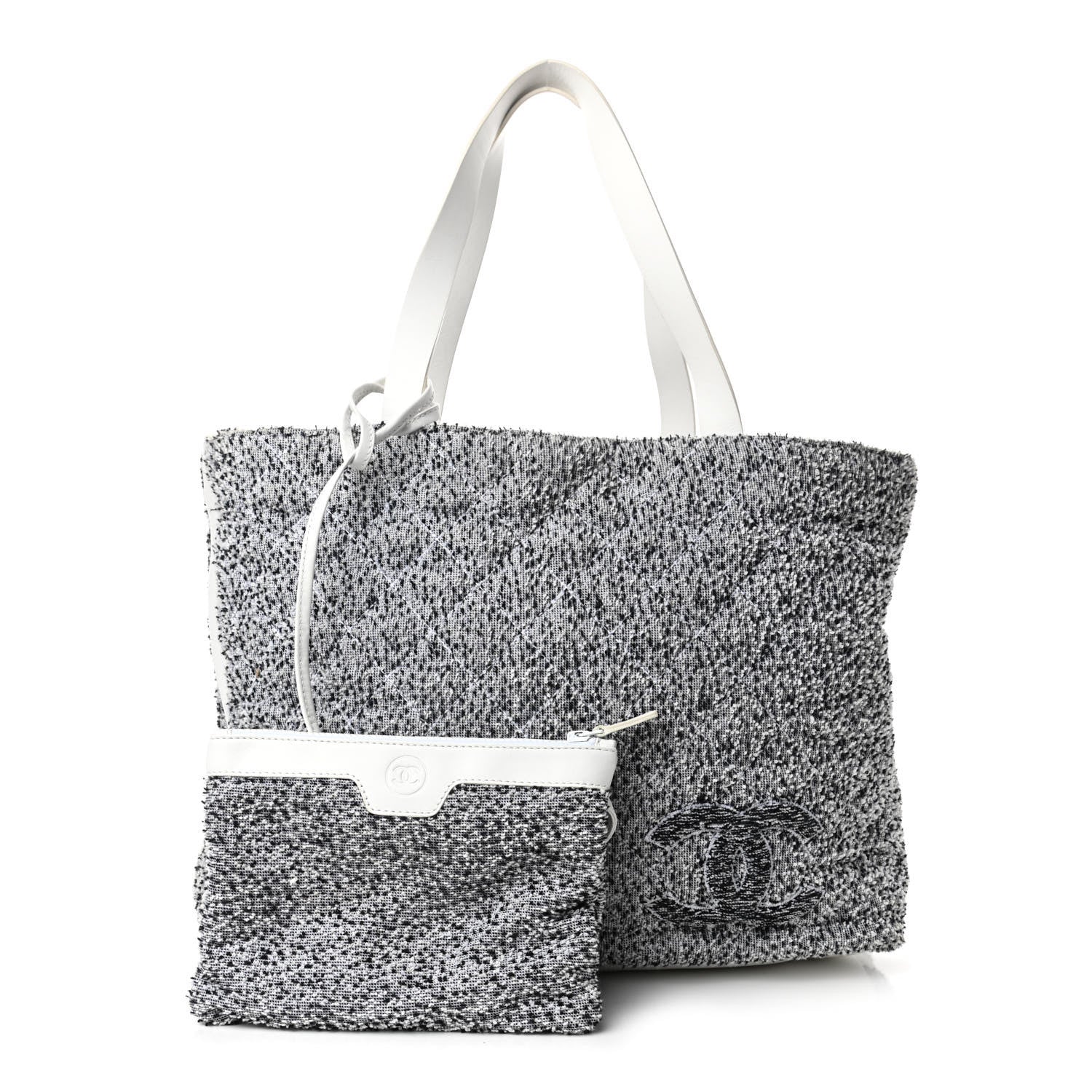 Chanel Terry Cotton Fizzy Tote Black White 1 of 4
