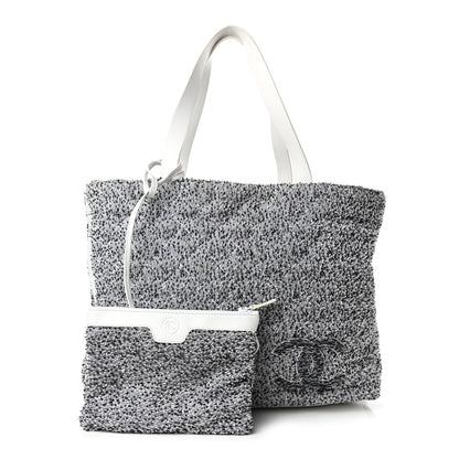 Chanel Terry Cotton Fizzy Tote Black White 1 of 4