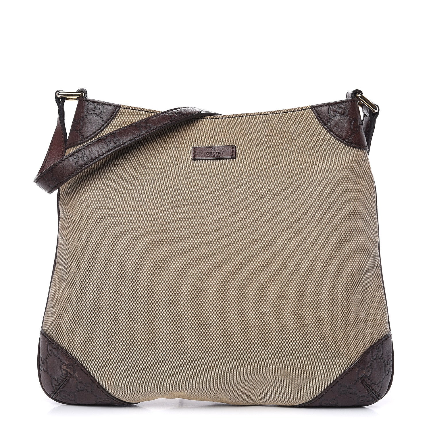 Gucci Canvas Signature Hobo Shoulder Bag Dark Brown 1 of 13