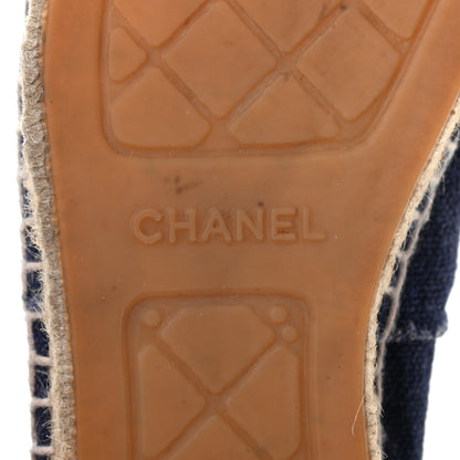 Chanel Denim Toile CC Espadrilles 40 Navy Black 7 of 9