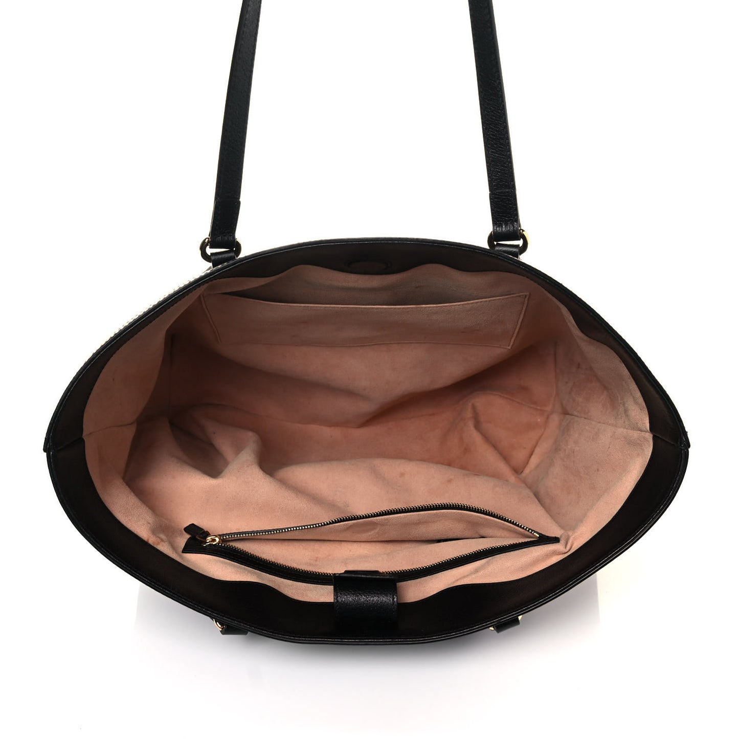 Textured Calfskin Web Medium Ophidia Shopping Tote Black