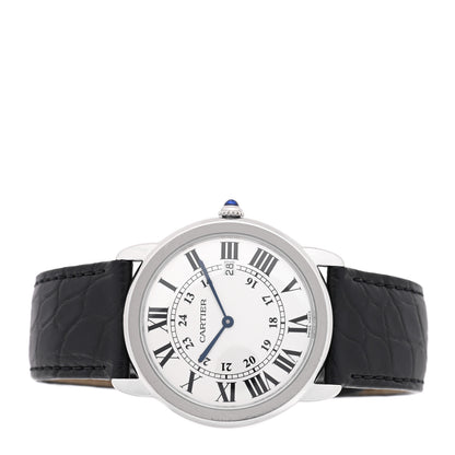 Cartier Stainless Steel Alligator 36mm Ronde Solo Quartz Watch 2 of 5