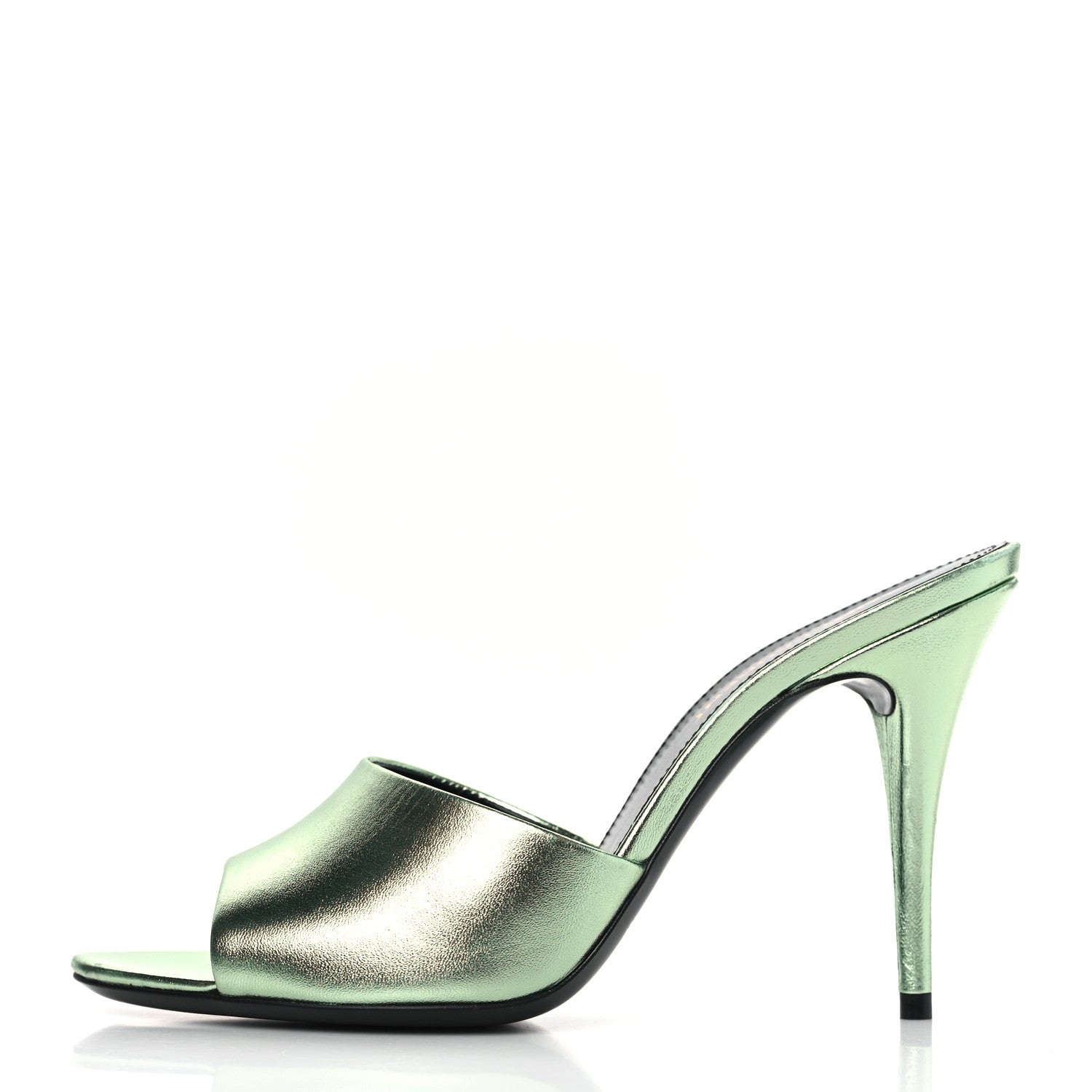 Saint Laurent Metallic Nappa La 16 Mule Sandals 37 Green 1 of 10